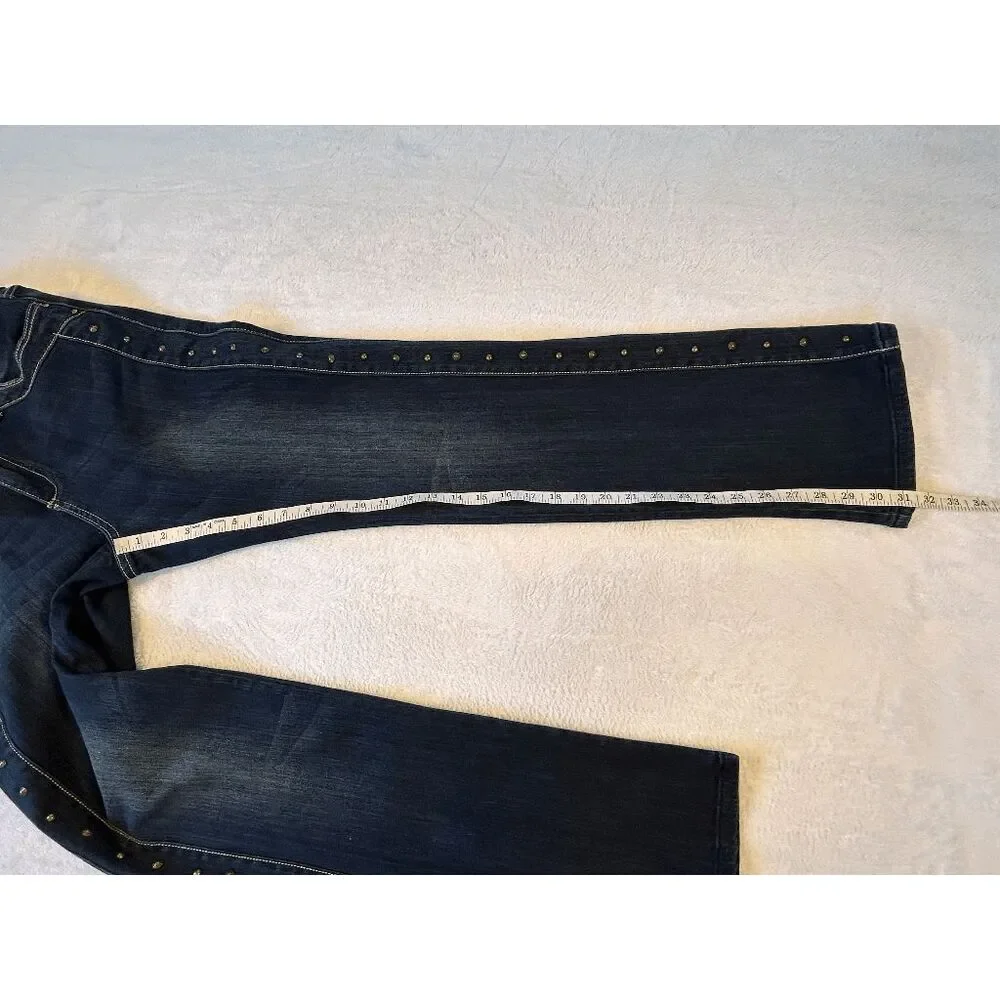 Women's Reba Jeans Size 10, Wide Stitch, Metal Studding, Straight Leg, Western